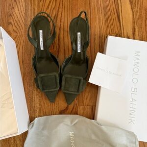 Manolo Blahnik Maysli Green Heels